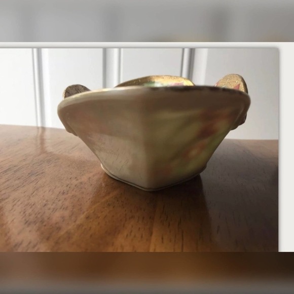 Vintage Nippon Hand Painted Japanese Oval Bowl Gold trim Ornate - Picture 7 of 10